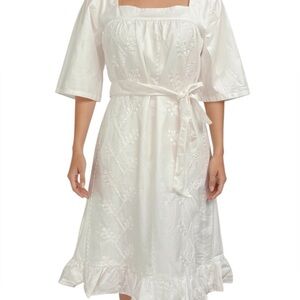 Julia Amory Embroidered Square Neck Cotton Dress Size XS Light Pink